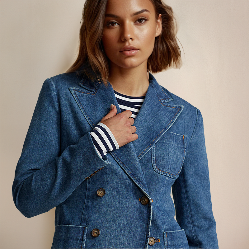 Bely - Blazer en denim à double boutonnage