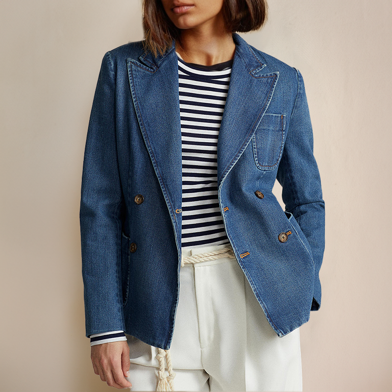 Bely - Blazer en denim à double boutonnage