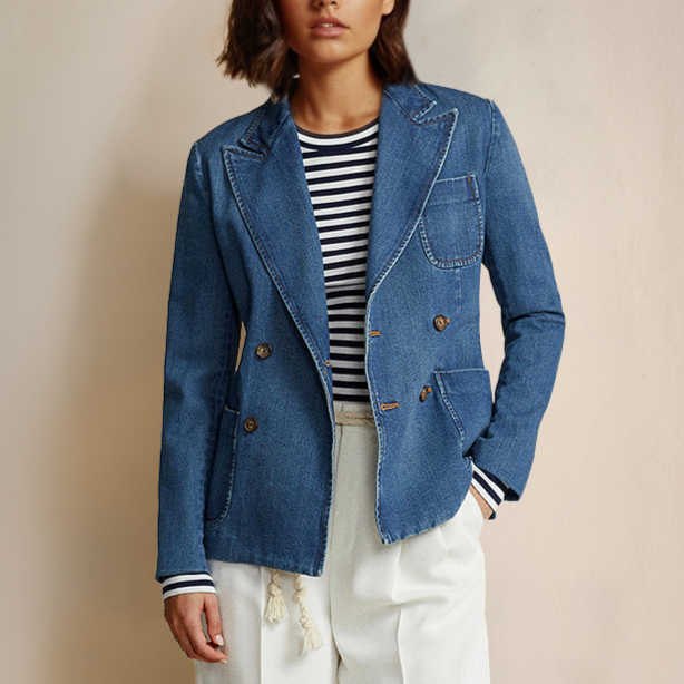 Bely - Blazer en denim à double boutonnage