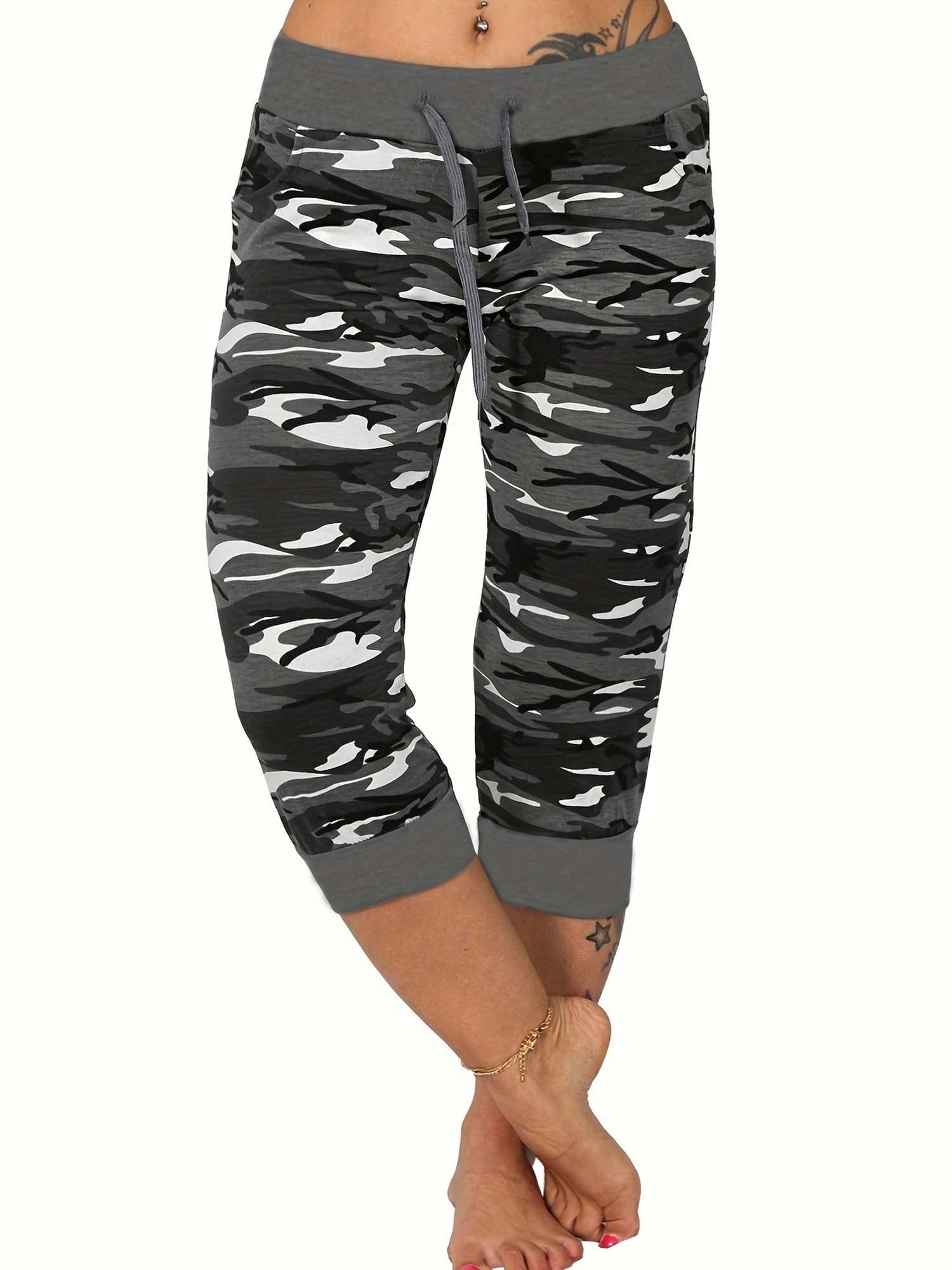 Nathalie - Leggings Capri Camouflage avec Cordon de Serrage