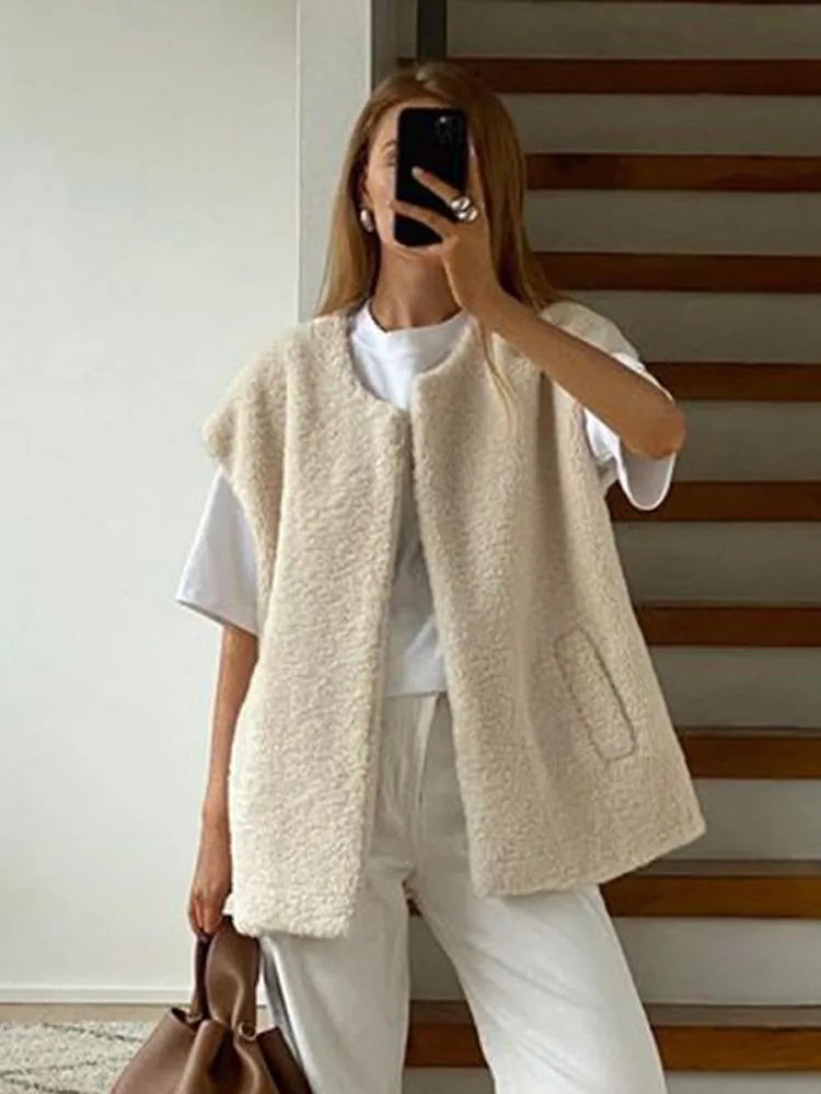 Mélanie - Gilet Teddy Blanc