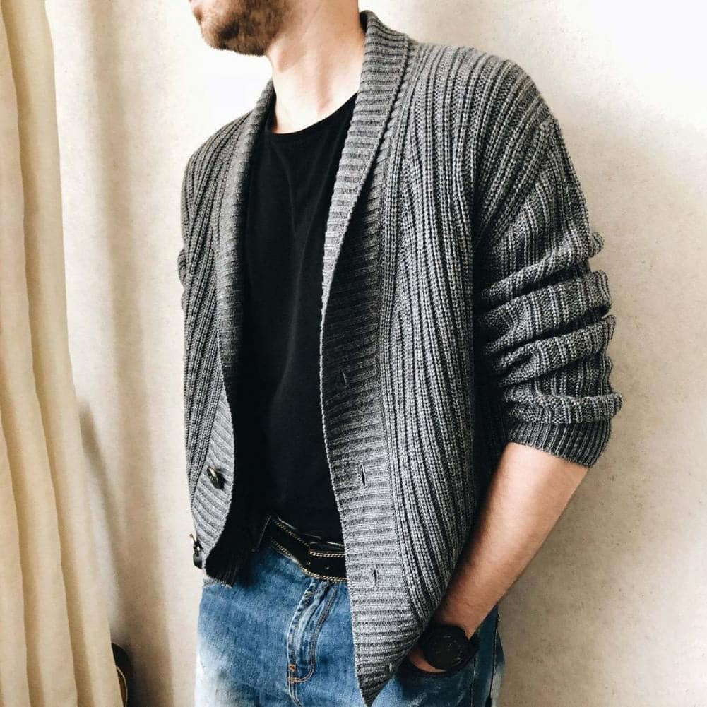 Théo - Cardigan chaud en maille avec patte de boutonnage