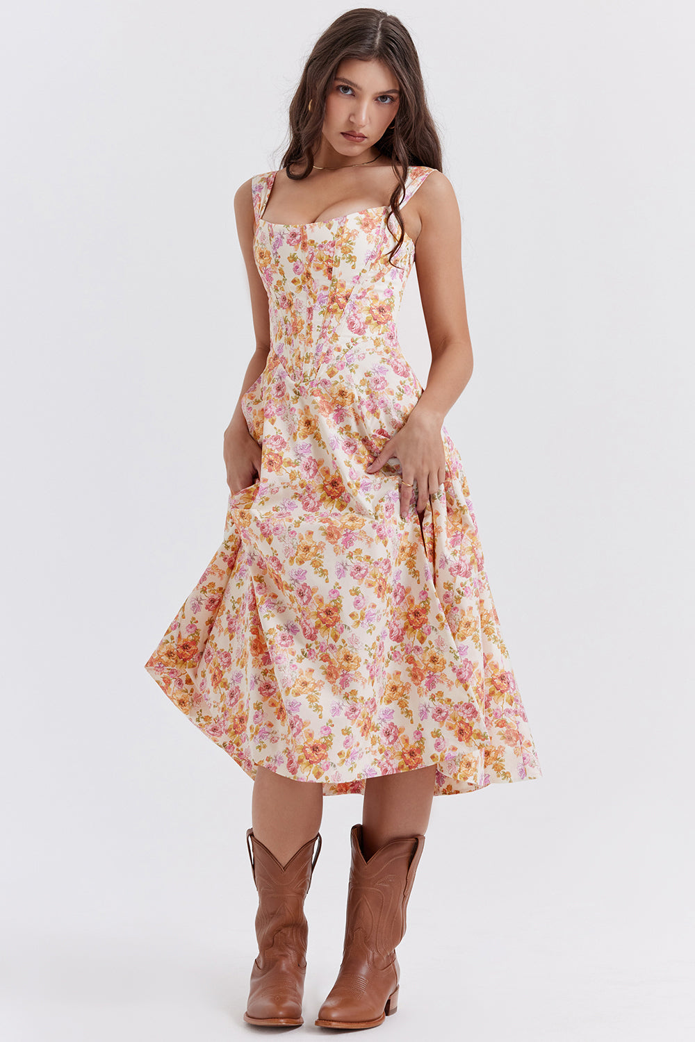 Boutique - Robe d'été mi-longue Blossom Breeze à imprimé floral