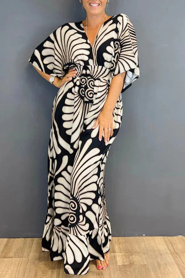 Sara - Vintage Floral Ruffle Sleeve Jumpsuit