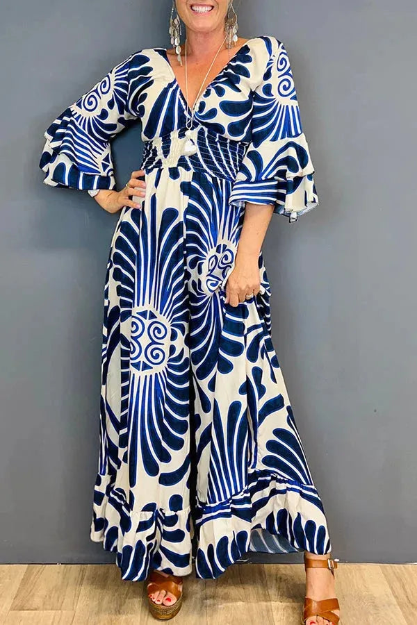 Sara - Vintage Floral Ruffle Sleeve Jumpsuit