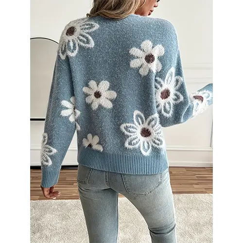 Willa | Cardigan Boutonné Fleuri Pour Femme | Chaud